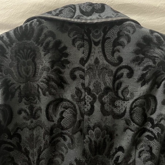 Marciano Women’s Black Jacquard Blazer Jacket Leather Trim Tapestry Size 4 - Picture 3 of 11